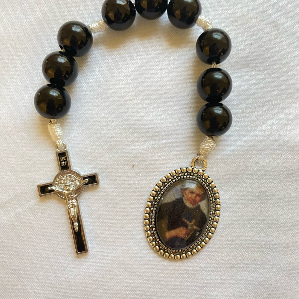 Black Beaded chaplet of st. Peregrine